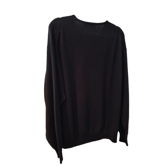 Belford 100% Extra Fine Merino Wool V-neck Long Sleeve Black Sweater Men's Sz L - Picture 5 of 12
